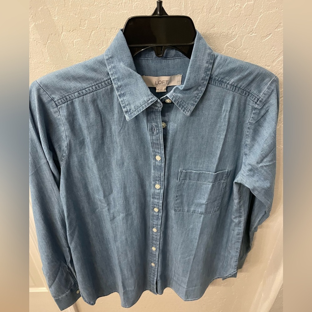 LOFT Classic Denim Shirt Size XS
